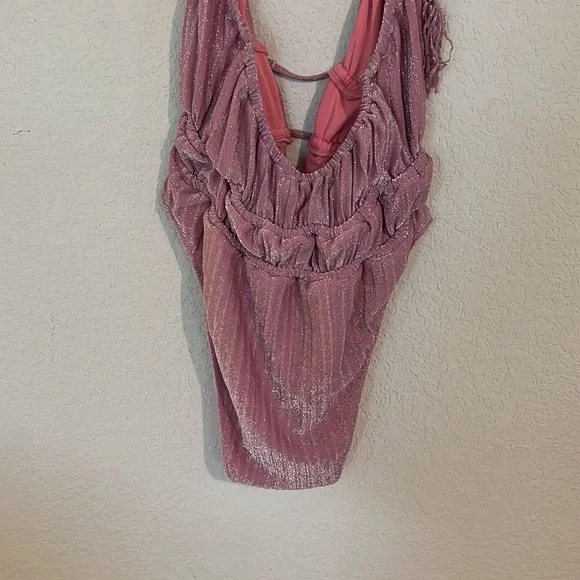 RAMY BROOK Marta Strapless Metallic One Piece Swimsuit In Pink - Picture 10 of 14